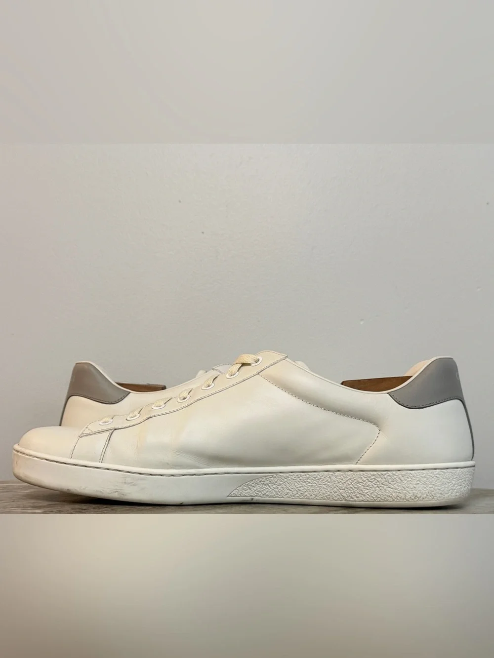 Gucci Cream/White/Grey Leather Perforated GG Ace Sneakers12 UK| 12.5 US| 46 EU - Picture 5 of 9
